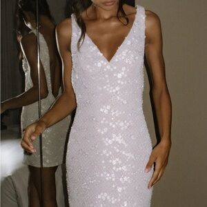 Meshki White Sequin Mini Dress